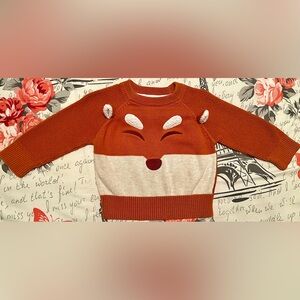 Cat & Jack Toddler/Baby Boy or Unisex Rust Orange Fox Sweater sz 12 months